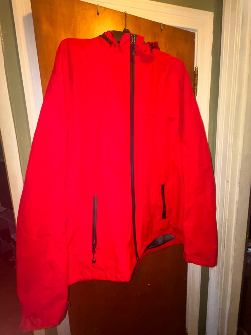 Men's Red Hooded Zip Jacket